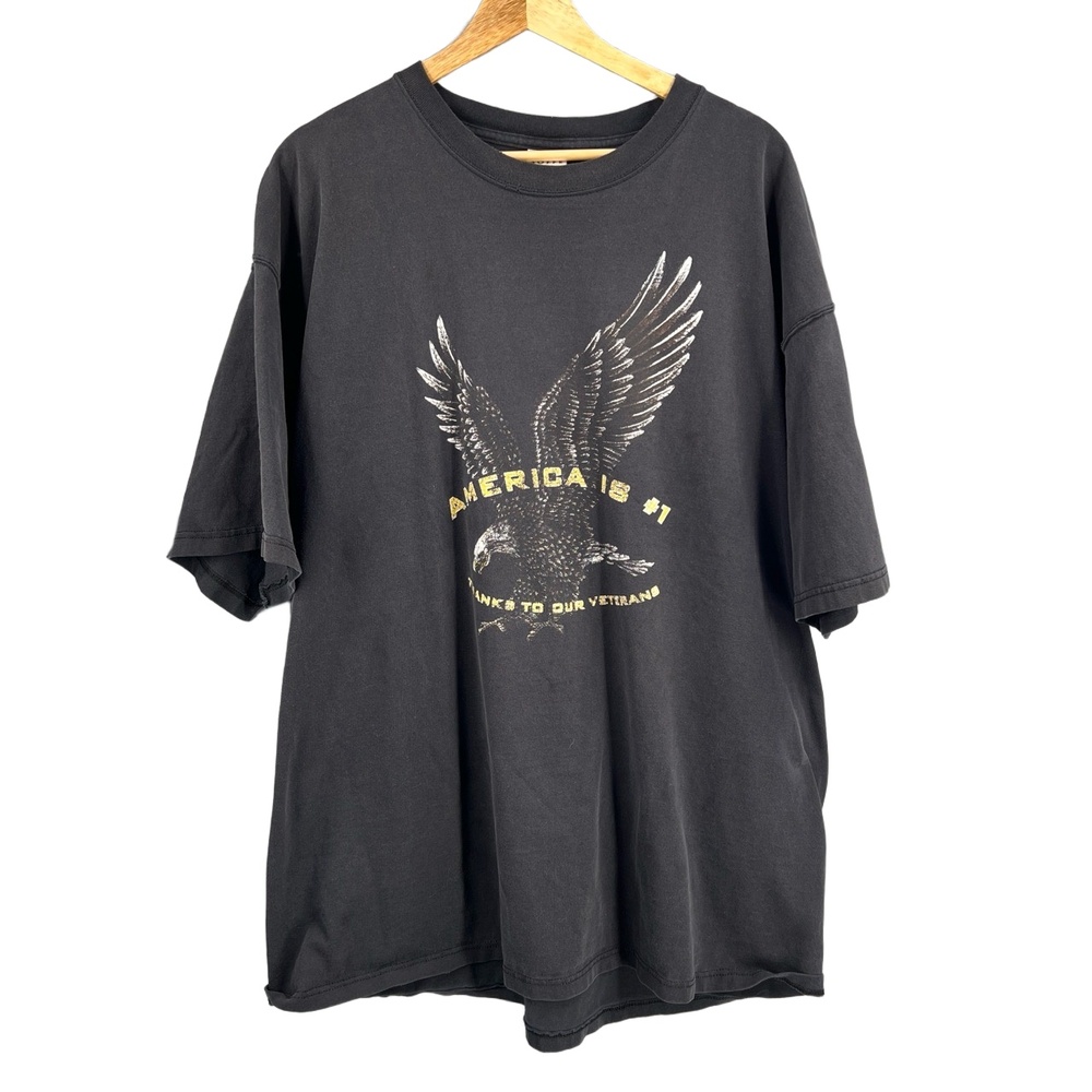 Veteran Appreciation America #1 T-Shirt Black Graphic‎ Print Crew Neck Soffe 2XL